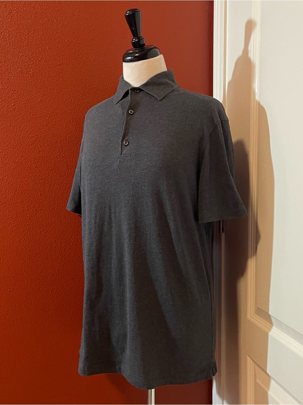 Isaia Napoli Men’s Classic Gray 100% Cotton Italian Made Preppy Polo